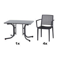 GARTENGARNITUR 5-teilig Stahl  - Anthrazit, Basics, Kunststoff/Metall (70/80/110cm) - Siena Garden