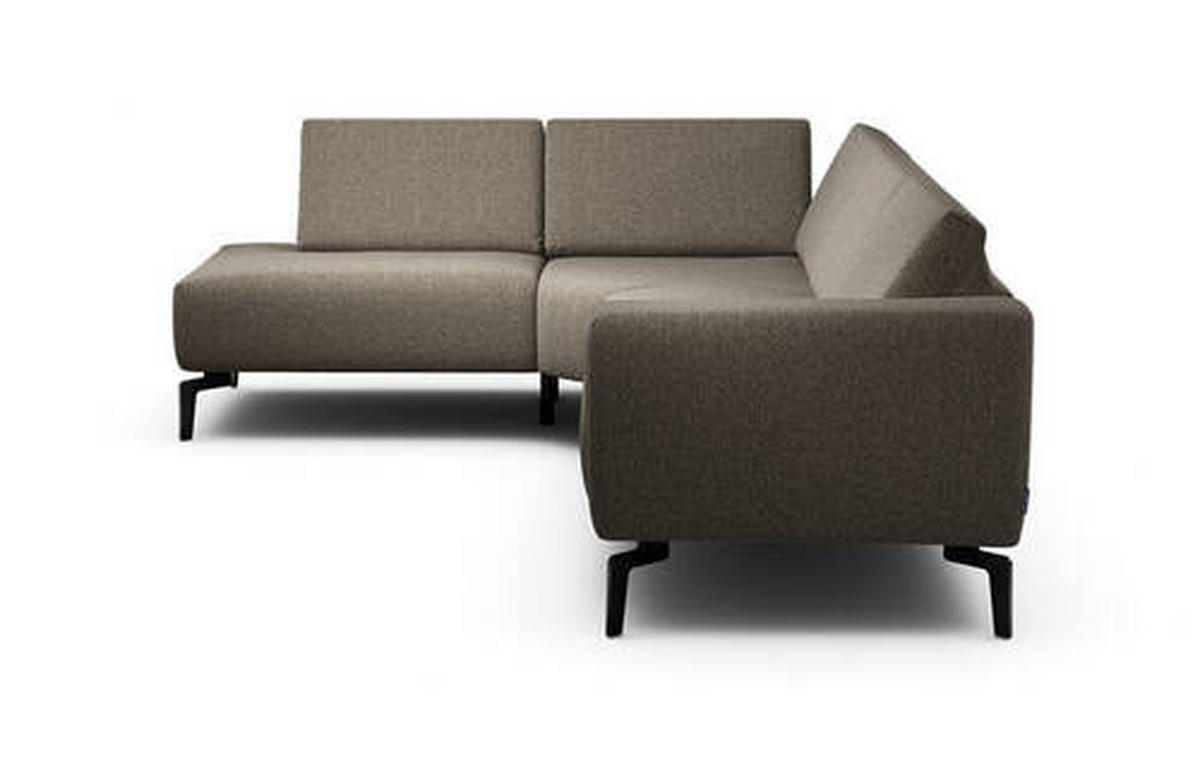 ECKSOFA in Chenille Braun  193/256 cm  - Schwarz/Braun, Design, Textil/Metall (193/256cm) - SENSOO