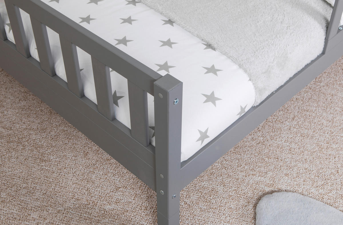 HAUSBETT 140/200 cm Hellgrau  - Hellgrau/Naturfarben, Modern, Holz (140/200cm) - MID.YOU