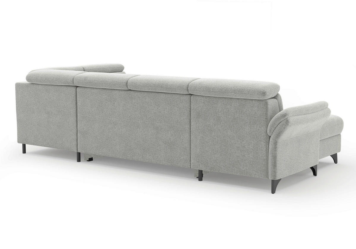 WOHNLANDSCHAFT GLENDALE E Hellgrau Flachgewebe  - Hellgrau/Schwarz, KONVENTIONELL, Textil/Metall (166/321/193cm) - Sit & More