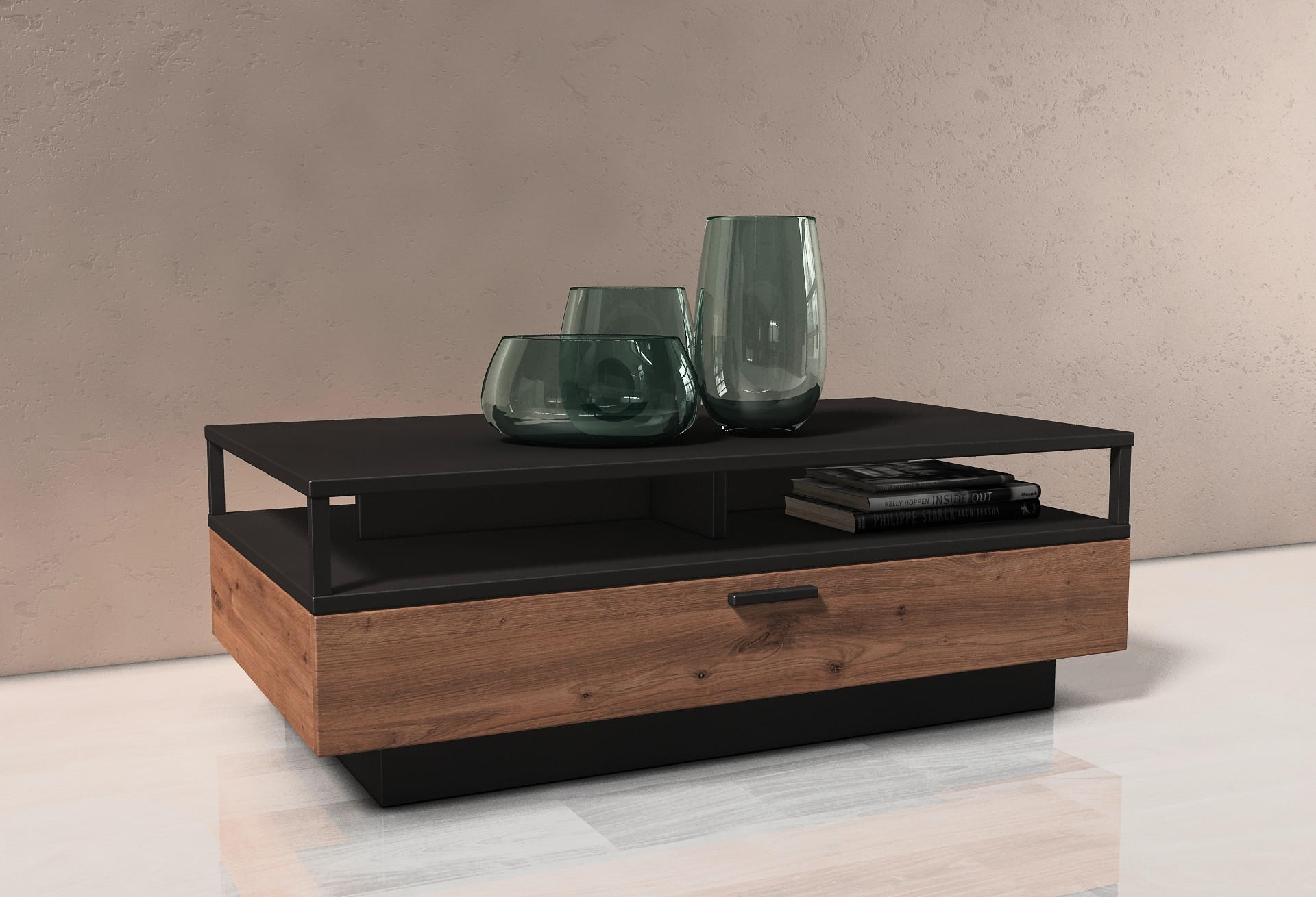 COUCHTISCH 115/65,5/45,0 cm rechteckig Grau, Eichefarben  - Eichefarben/Grau, KONVENTIONELL, Holzwerkstoff/Metall (115/65,5/45,0cm) - Cantus