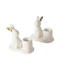 STOJAN NA SVÍČKY  keramika - bílá, Basics, keramika (5,2/9/8cm)