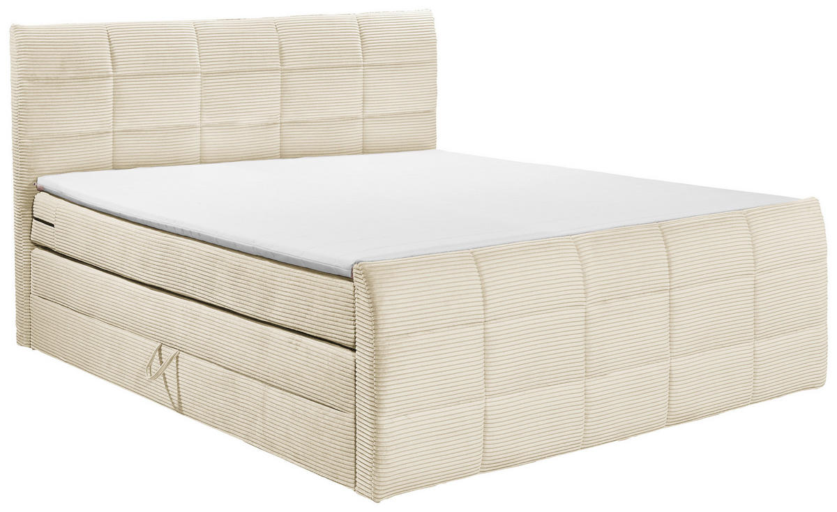 BOXSPRINGBETT 180/200 cm  in Creme  - Creme/Schwarz, Modern, Holzwerkstoff/Kunststoff (180/200cm) - MID.YOU
