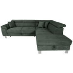 ECKSOFA inkl. Funktionen Waldgrün Cord  - Waldgrün/Silberfarben, Design, Textil/Metall (257/226cm) - Xora