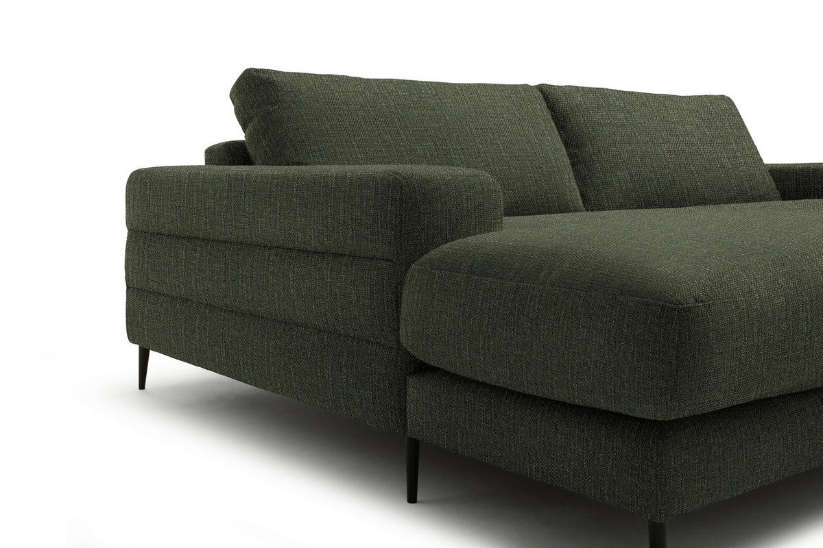 ECKSOFA in Flachgewebe Dunkelgrün  - Dunkelgrün/Schwarz, Design, Textil/Metall (177/253cm) - Dieter Knoll