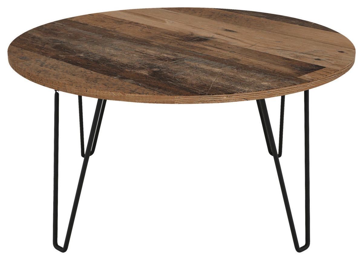 COUCHTISCH 80/80/40 cm rund Schwarz, Alteiche  - Alteiche/Schwarz, KONVENTIONELL, Holzwerkstoff/Metall (80/80/40cm) - MID.YOU