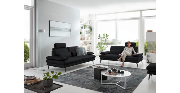 3-SITZER-SOFA in Leder Anthrazit - Anthrazit/Schwarz, Design, Leder/Metall (222/86/104cm) - Dieter Knoll