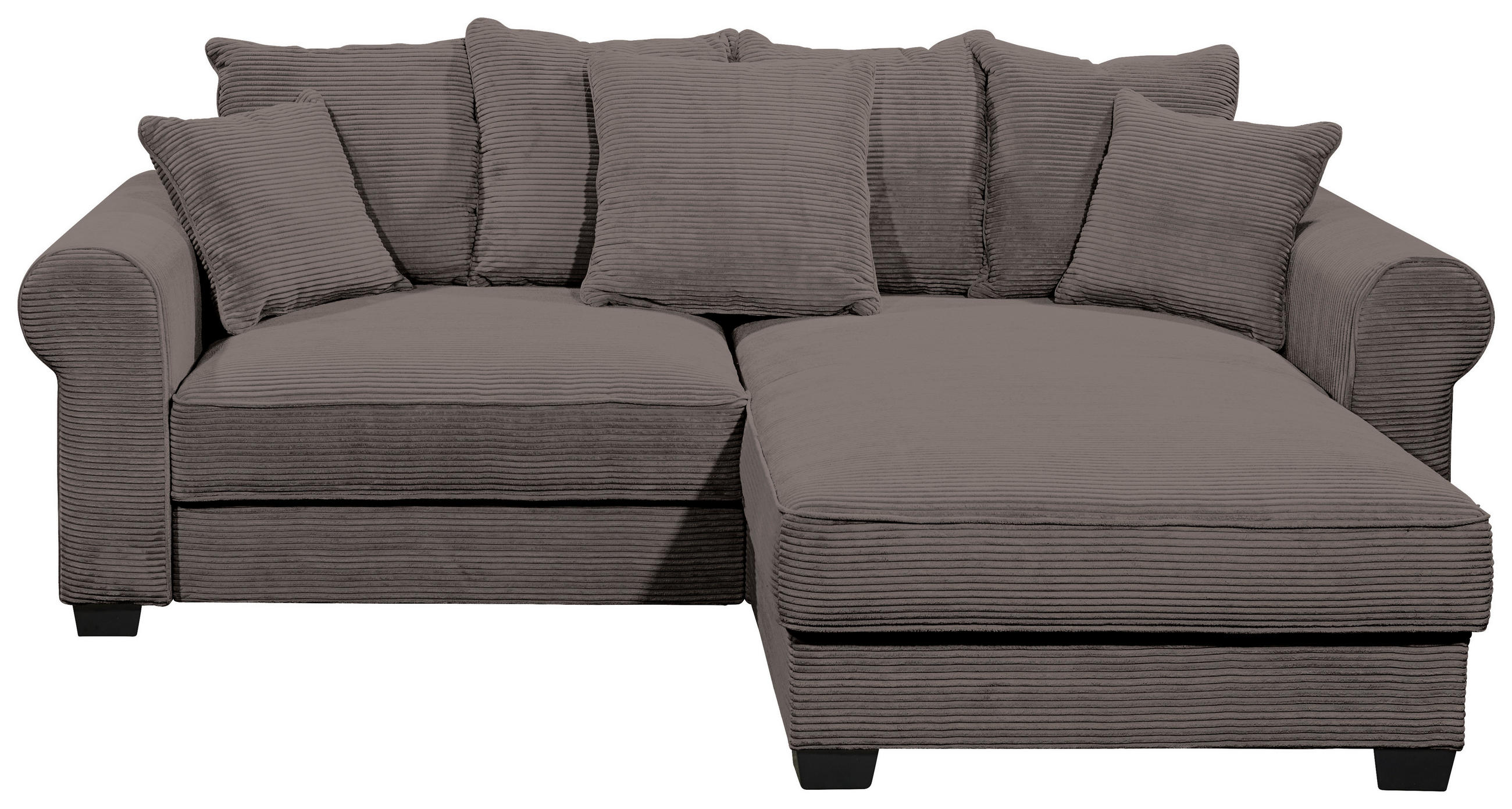 ECKSOFA Braun Cord Zierkissen, Rückenkissen, Bettkasten, Schlaffunktion, Rücken echt, Liegefläche im Originalstoff  - Schwarz/Braun, KONVENTIONELL, Kunststoff/Textil (255/185cm) - Hom`in