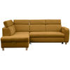 ECKSOFA inkl. Funktionen Senfgelb Samt  - Senfgelb, Natur, Holz/Textil (206/261cm) - Venda