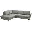 ECKSOFA in Chenille Hellgrau  - Hellgrau/Schwarz, Natur, Textil/Metall (233/288cm) - Valnatura