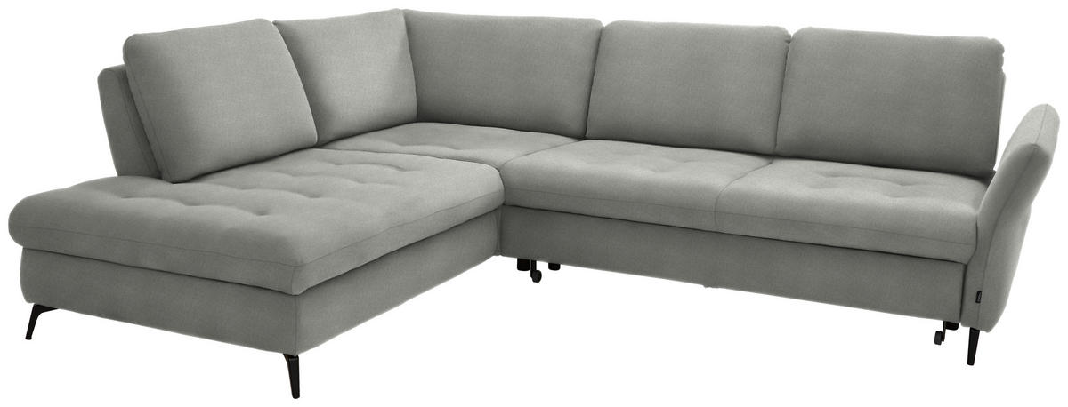 ECKSOFA in Chenille Hellgrau  - Hellgrau/Schwarz, Natur, Textil/Metall (233/288cm) - Valnatura