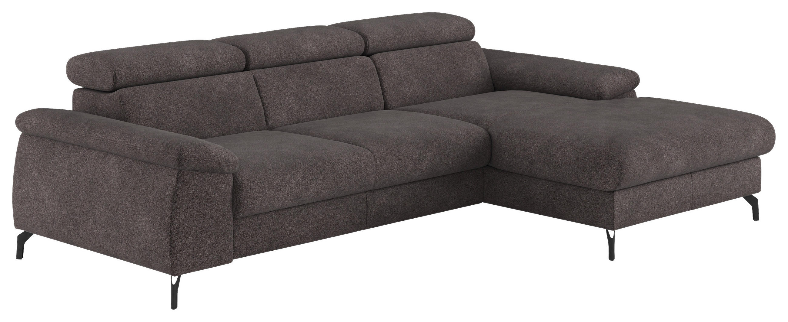 ECKSOFA Anthrazit Webstoff Bettkasten, Schlaffunktion, Kopfteilverstellung, Stauraum  - Anthrazit/Schwarz, Design, Textil/Metall (244/166cm) - Livetastic