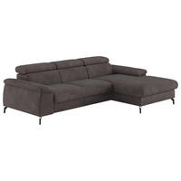 ECKSOFA Anthrazit Webstoff Bettkasten, Schlaffunktion, Kopfteilverstellung, Stauraum  - Anthrazit/Schwarz, Design, Textil/Metall (244/166cm) - Livetastic