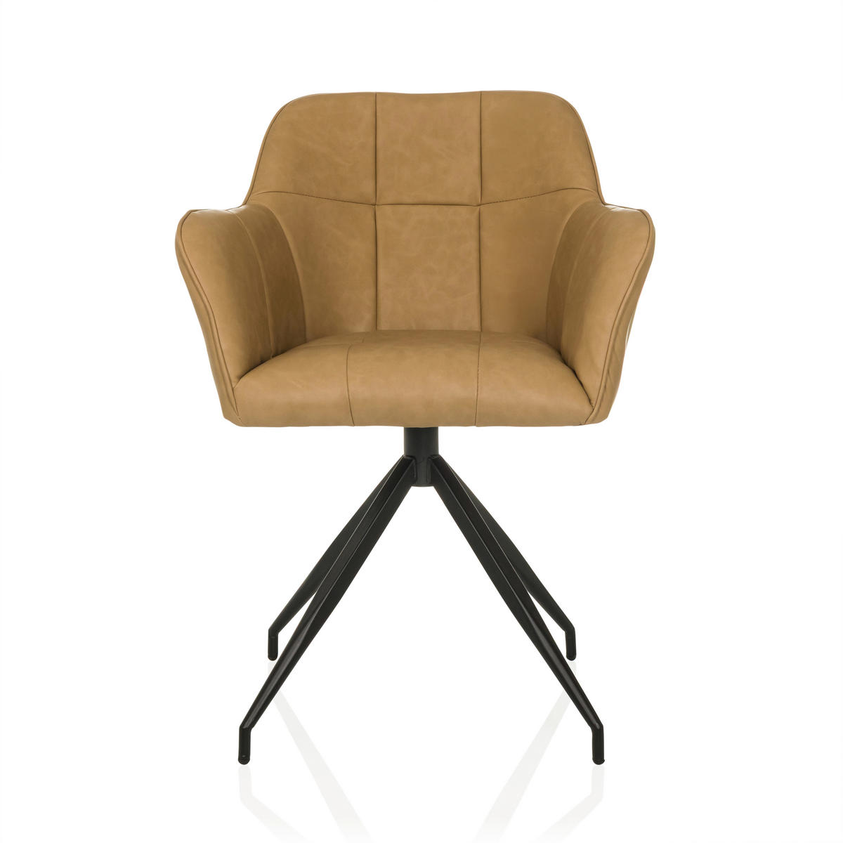 ARMLEHNSTUHL  in Lederlook  - Cognac/Schwarz, MODERN, Leder/Metall (61/90/56cm) - MID.YOU