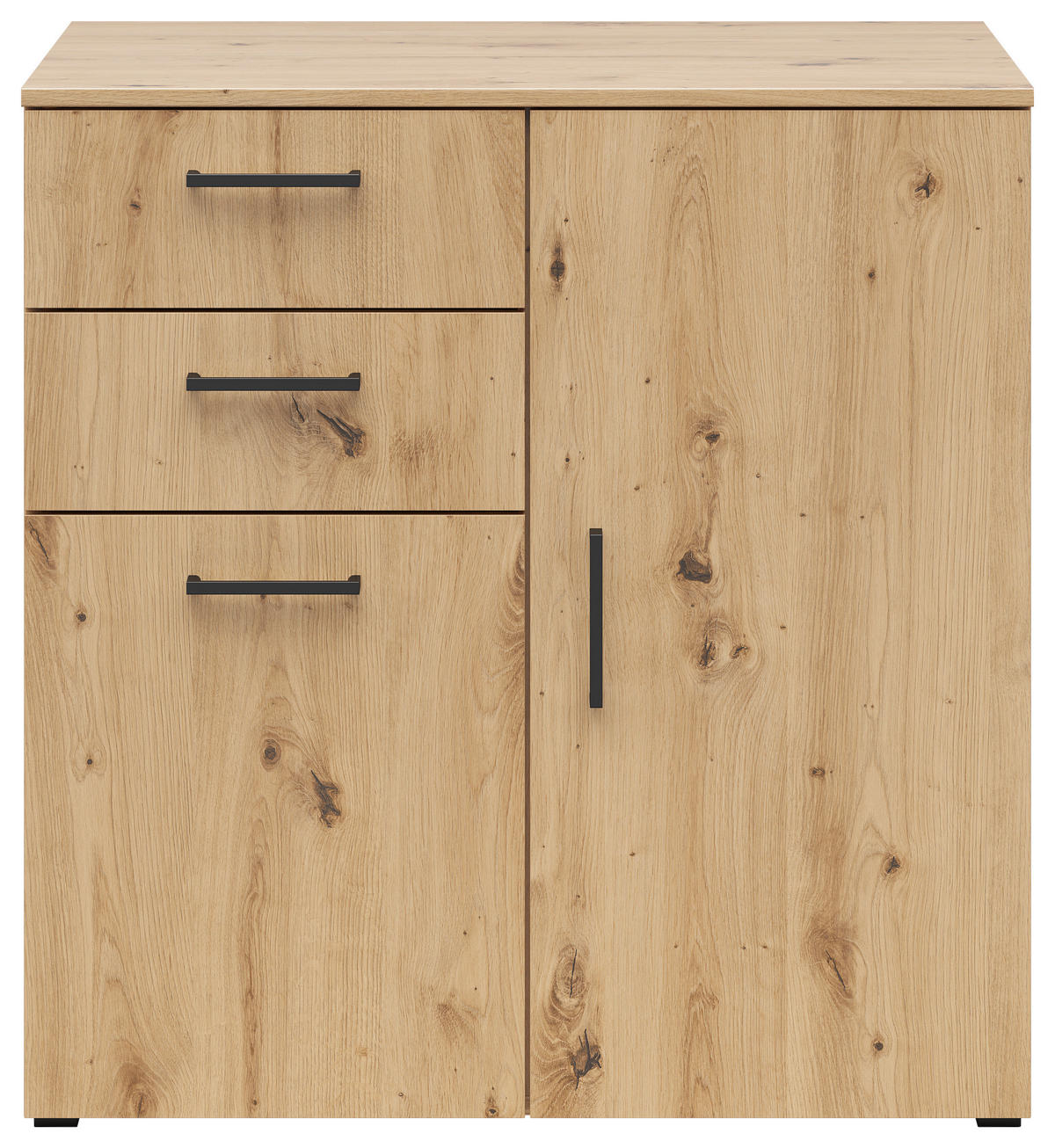KOMODA, dub artisan, 80/83/52 cm - černá/antracitová, Moderní, kompozitní dřevo/plast (80/83/52cm) - Carryhome
