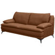 2,5-SITZER Cognac Echtleder  - Cognac/Schwarz, Design, Leder/Metall (212/92/98cm) - Novel