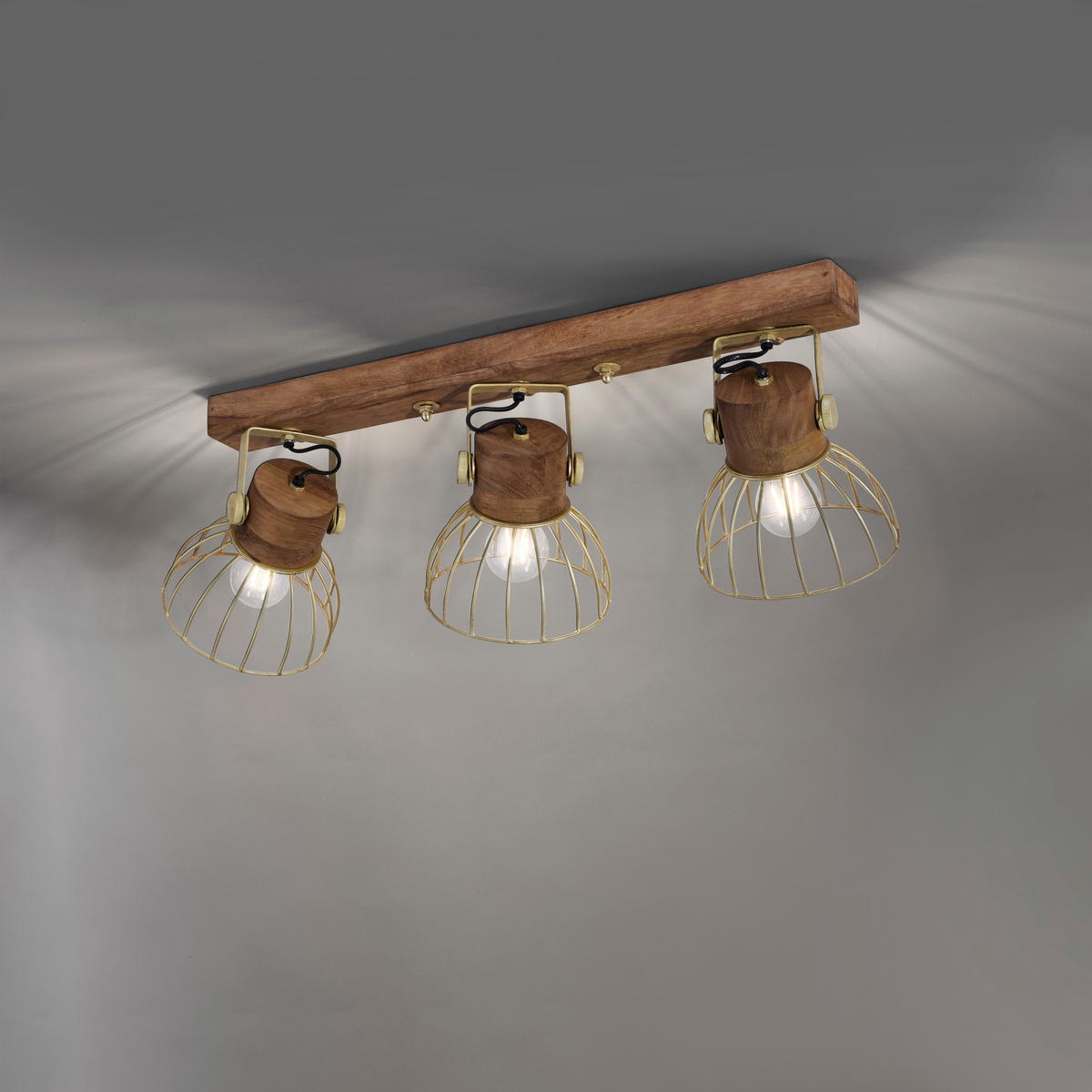 DECKENLEUCHTE Alami 76/31/45 cm   - Messingfarben, LIFESTYLE, Holz/Metall (76/31/45cm)