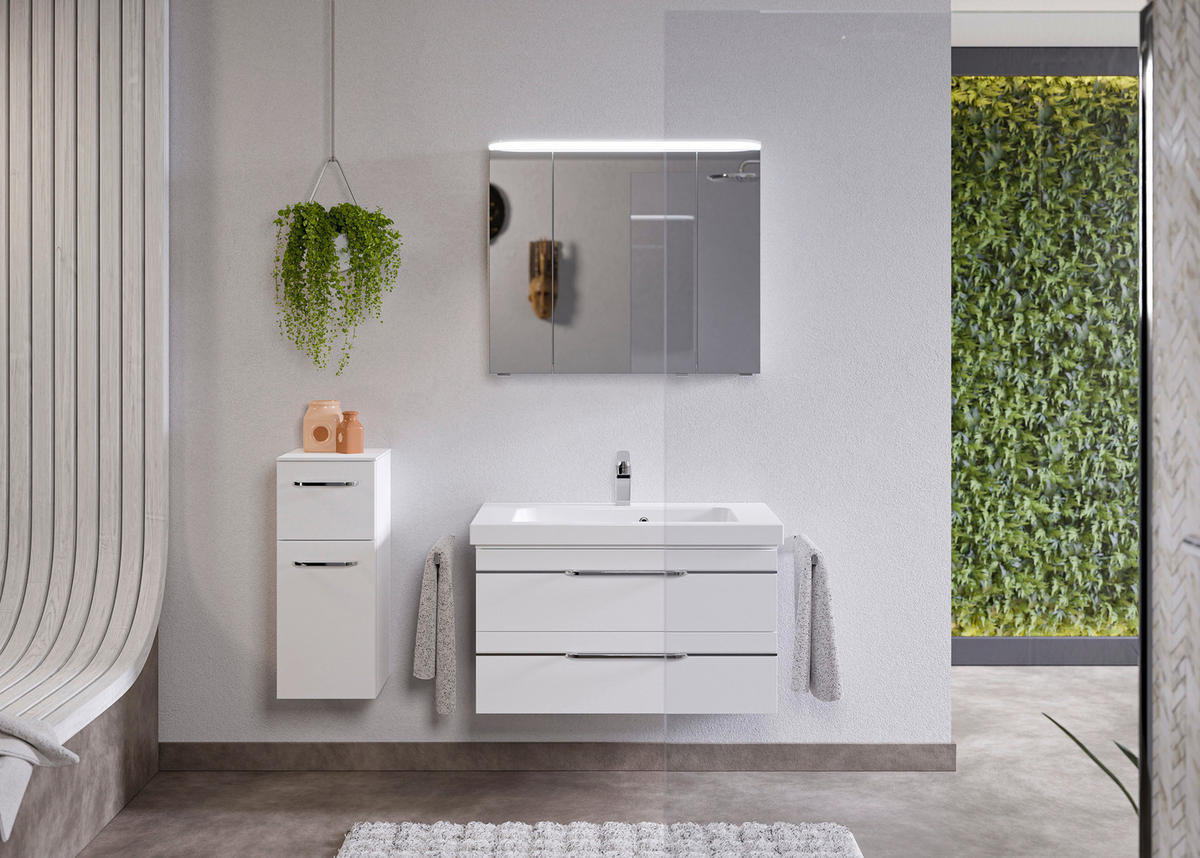 BADEZIMMER 4-teilig  in 122 cm  - Chromfarben/Weiß Hochglanz, KONVENTIONELL, Glas/Holzwerkstoff (122cm) - Pelipal