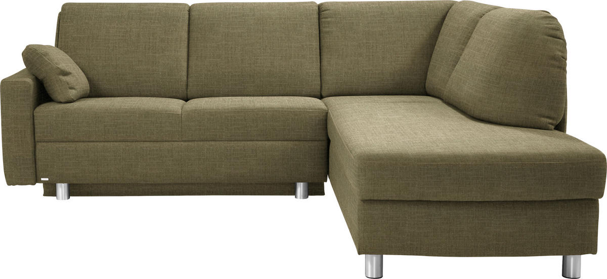 ECKSOFA  in Chenille Olivgrün  227/208 cm  - Alufarben/Olivgrün, KONVENTIONELL, Textil/Metall (227/208cm) - Sedda