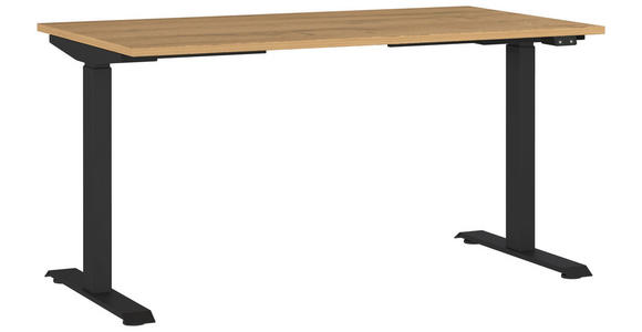 SCHREIBTISCH 140/80/72-118 cm  in Schwarz, Eichefarben, Braun  - Eichefarben/Schwarz, MODERN, Holzwerkstoff/Metall (140/80/72-118cm) - Novel