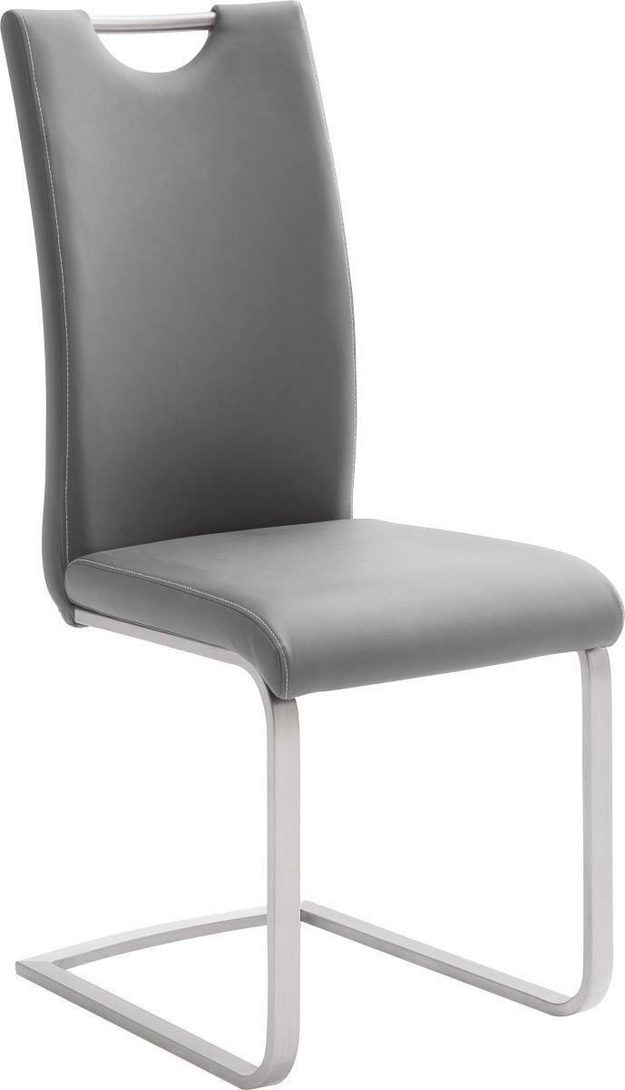 SCHWINGSTUHL  in Edelstahl Lederlook  - Edelstahlfarben/Creme, Design, Textil/Metall (42/103/55cm) - Novel