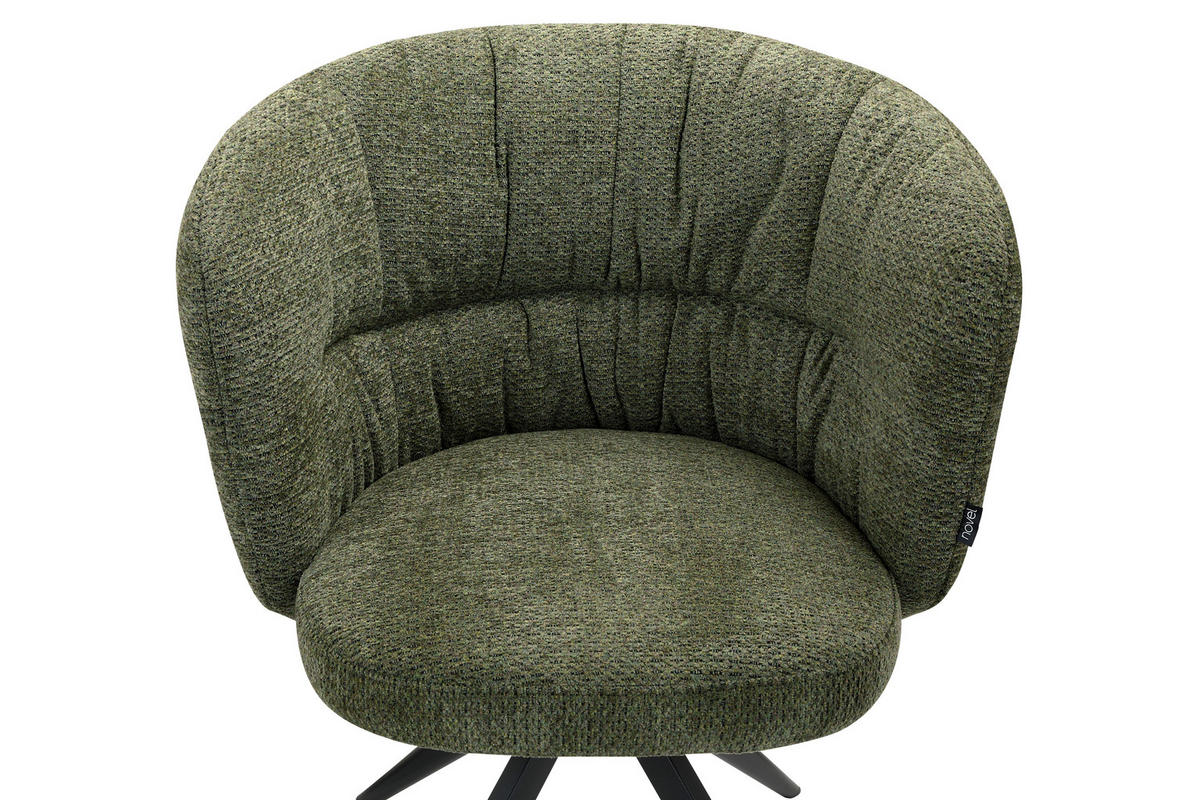 STOL MED ARMSTÖD järn chenille  - olivgrön/svart, Design, metall/textil (63,5/81,5/61cm) - Novel