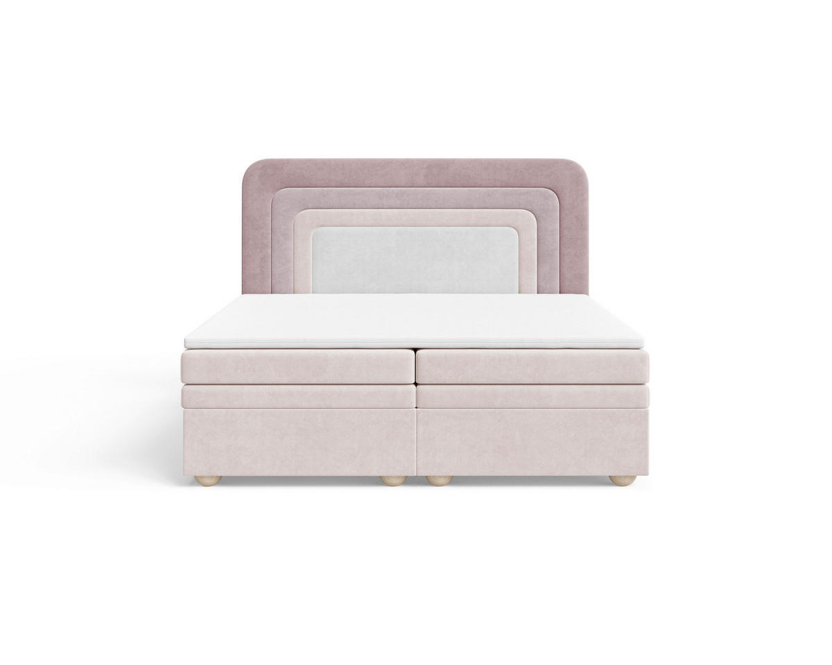 BOXBETT 140/200 cm,  in Rosa, Altrosa, gepolstertes Kopfteil, Bettkasten, Topper, H2 + H3 = mittel + fest  - Altrosa/Rosa, MODERN, Holz/Kunststoff (140/200cm) - Livetastic