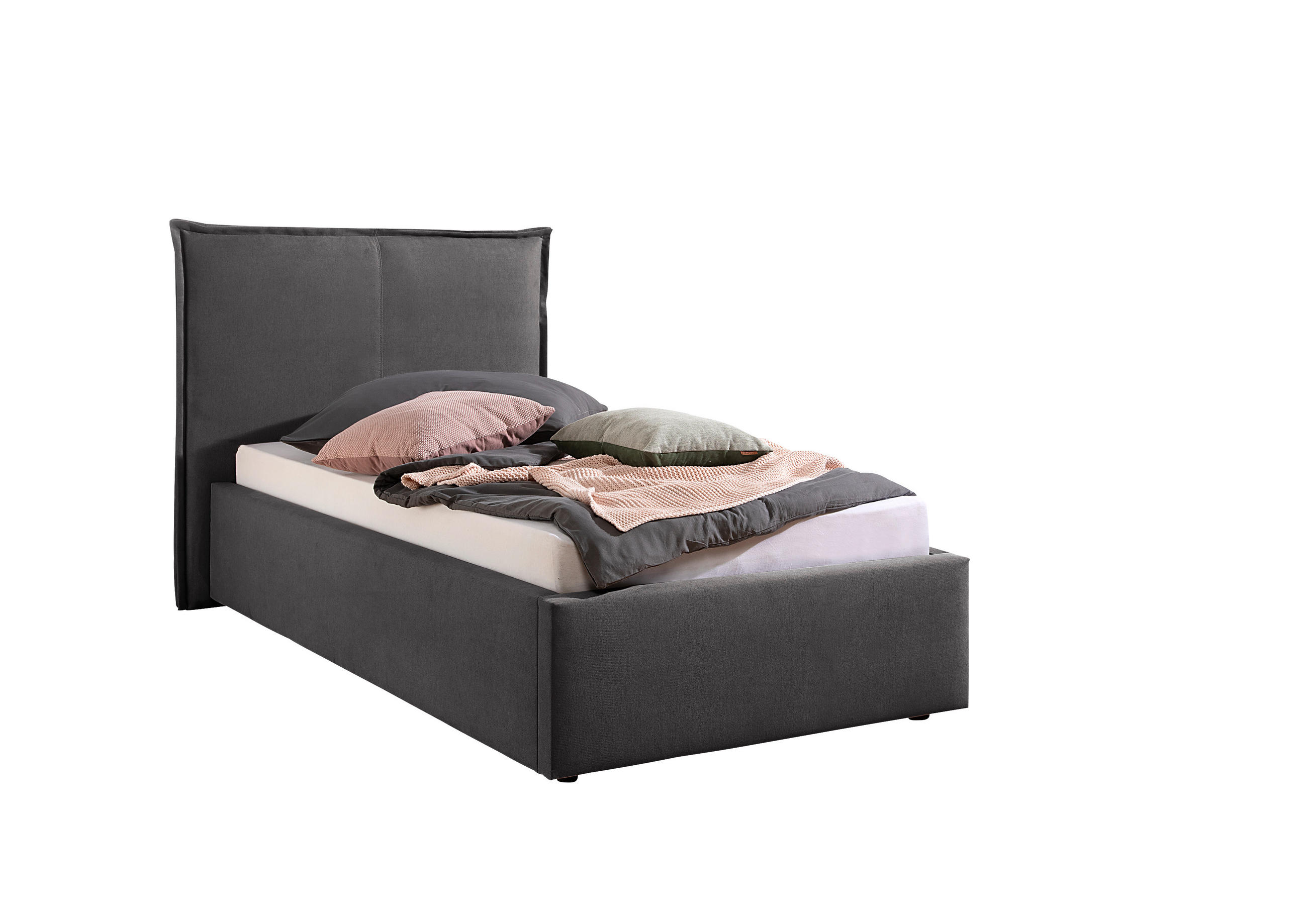 POLSTERBETT 100/200 cm,  in Anthrazit,  - Anthrazit/Schwarz, MODERN, Kunststoff/Textil (100/200cm) - Livetastic