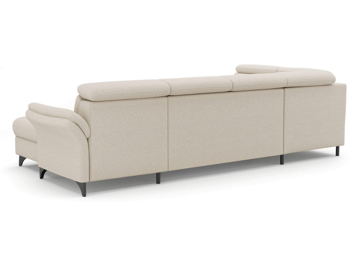 WOHNLANDSCHAFT GLENDALE E in Flachgewebe Creme  - Creme/Schwarz, KONVENTIONELL, Textil/Metall (193/321/166cm) - Sit & More