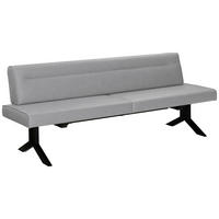 SITZBANK 220/87/70 cm Lederlook (vegan) Hellgrau Metall  - Hellgrau/Schwarz, KONVENTIONELL, Textil/Metall (220/87/70cm) - Moderano