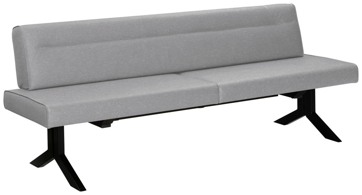 SITZBANK 220/87/70-86 cm Lederlook (vegan) Hellgrau  - Hellgrau/Schwarz, KONVENTIONELL, Textil/Metall (220/87/70-86cm) - Moderano
