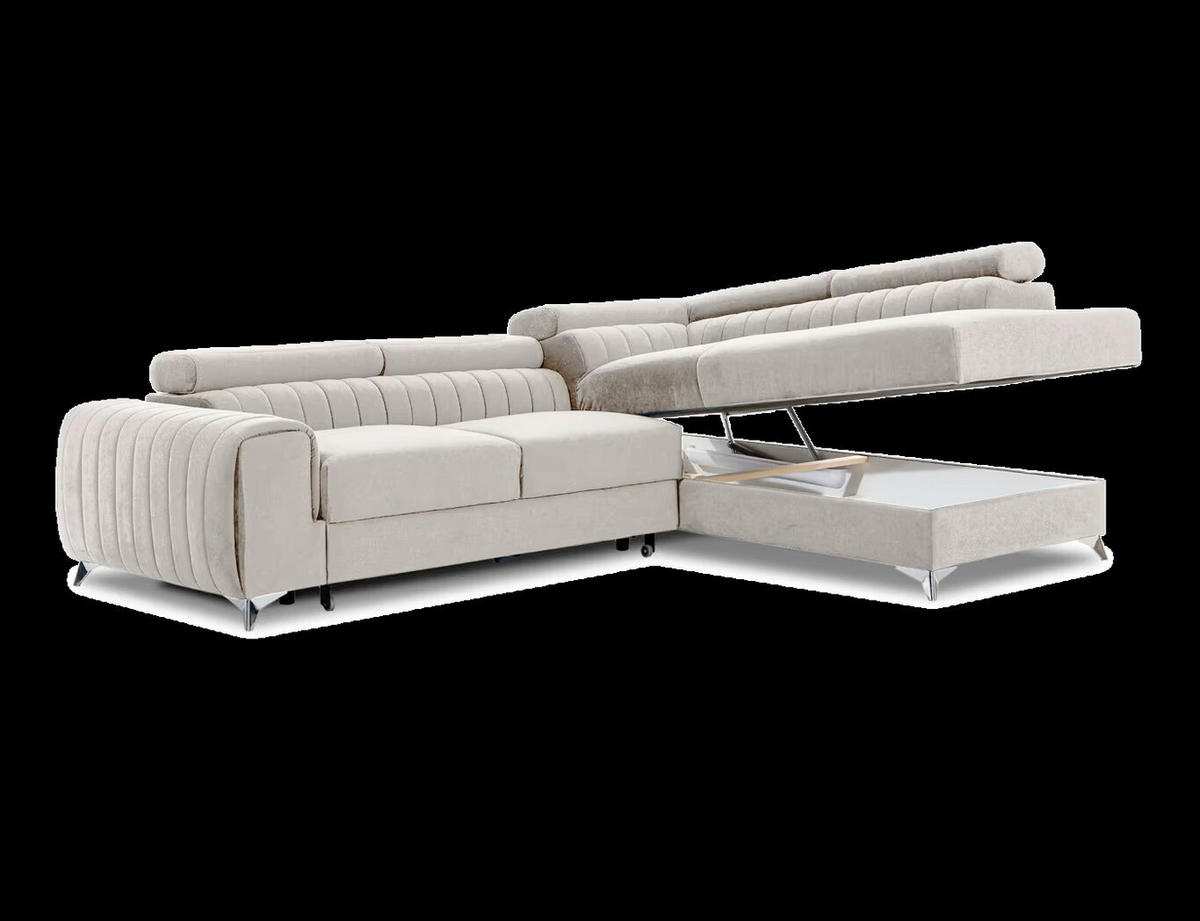 ECKSOFA  Beige  - Beige/Silberfarben, Design, Textil/Metall (278/205cm) - MID.YOU
