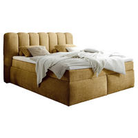 BOXSPRINGBETT 180/200 cm,  in Goldfarben, gepolstertes Kopfteil, Topper, Matratzen, H3 + H4 = fest + sehr fest  - Goldfarben/Schwarz, Lifestyle, Holzwerkstoff/Kunststoff (180/200cm) - Boxxx