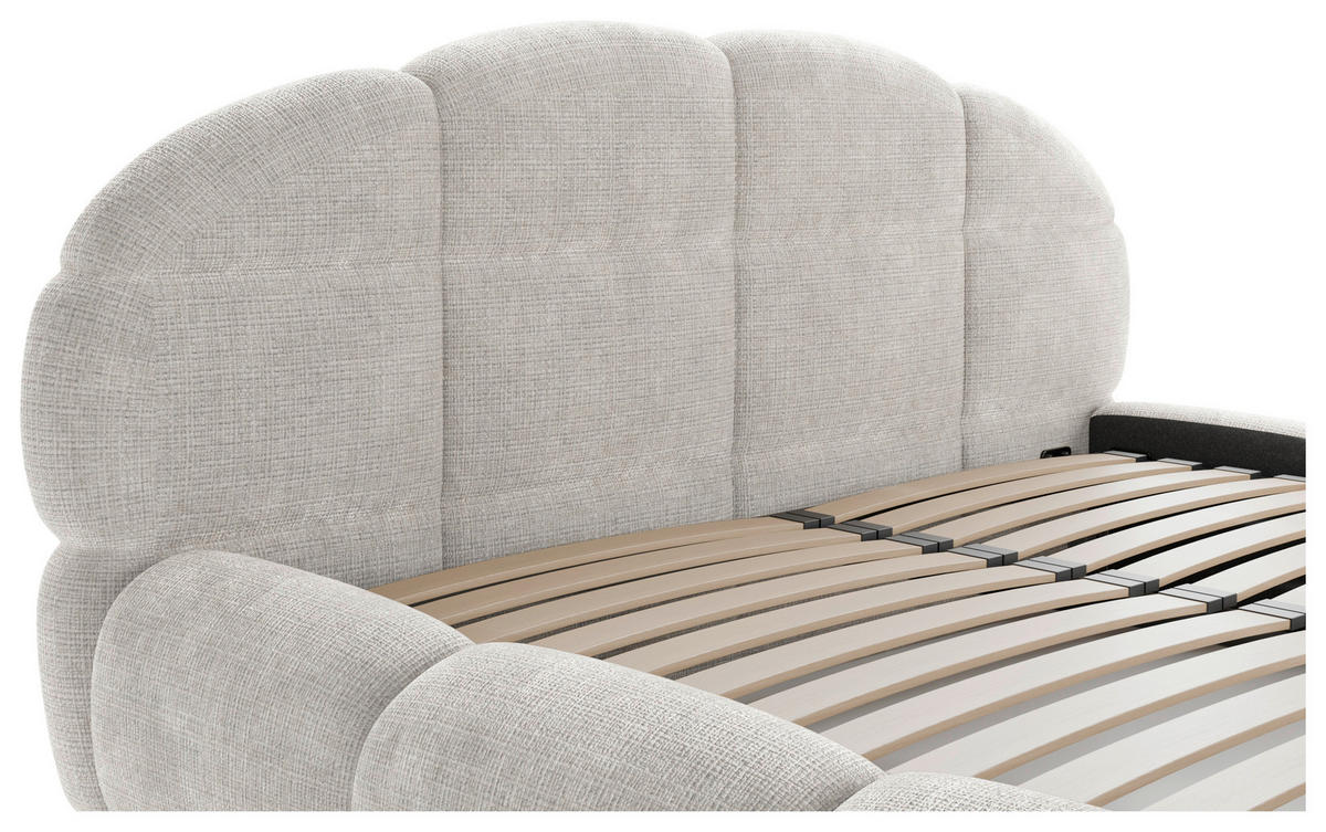 POLSTERBETT 180/200 cm,  in Beige, gepolstertes Kopfteil, Lattenrost, Bettkasten,  - Beige/Schwarz, Design, Holz/Textil (180/200cm) - Chameo