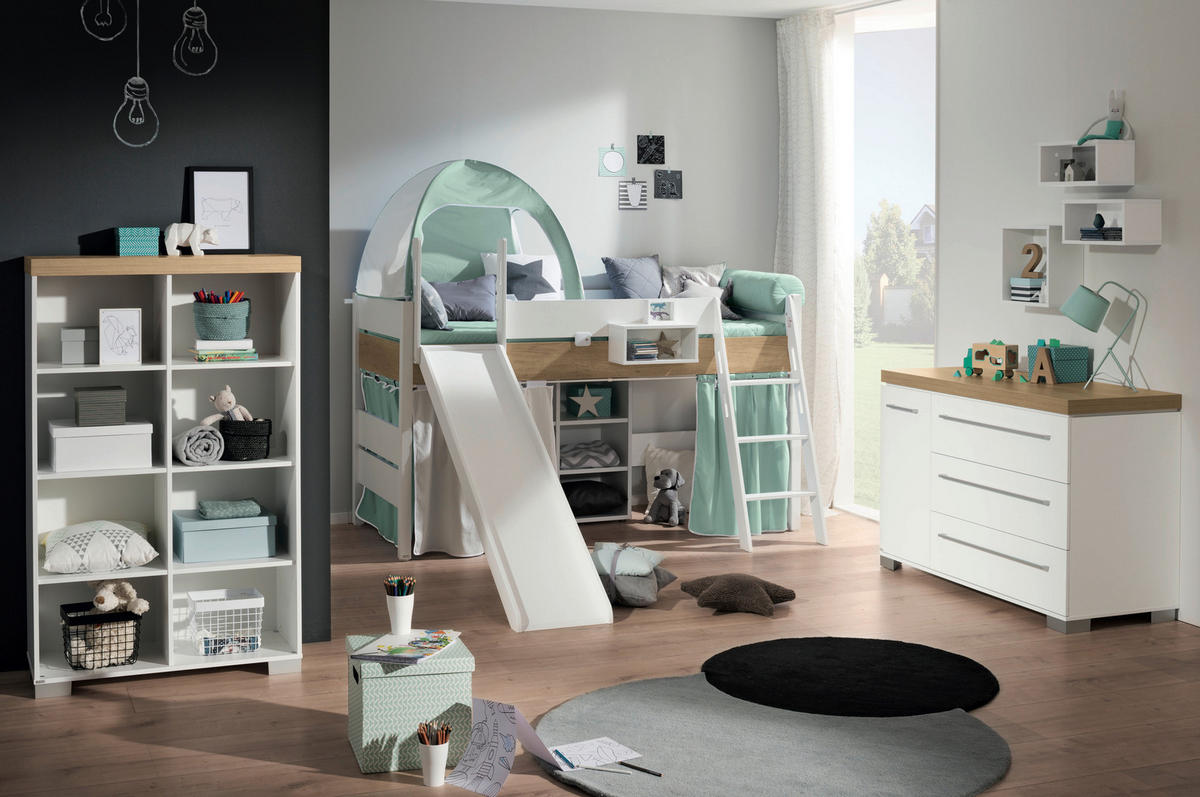 WICKELKOMMODE Kira Eiche Nebraska/Kreideweiß Weiß  - Silberfarben/Weiß, Basics, Holzwerkstoff/Metall (135,3/90,3/55,6cm) - Paidi