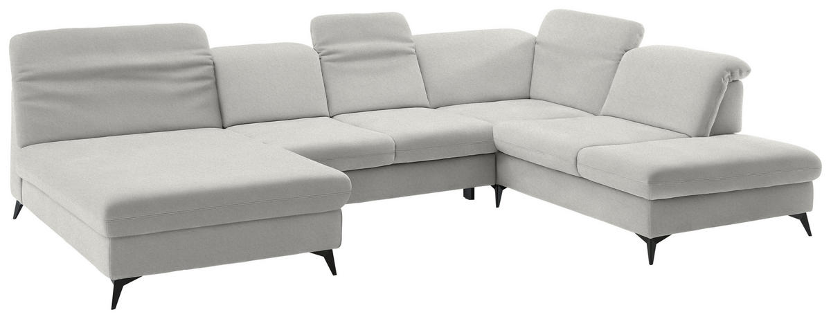 WOHNLANDSCHAFT Chenille Cappuccino  - Schwarz/Cappuccino, Design, Textil/Metall (198/369/255cm) - Beldomo Style