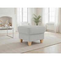 TABURETKA, koža, 58/48/58 cm - farba duba/svetlosivá, Basics, koža/drevo (58/48/58cm) - Sit & More