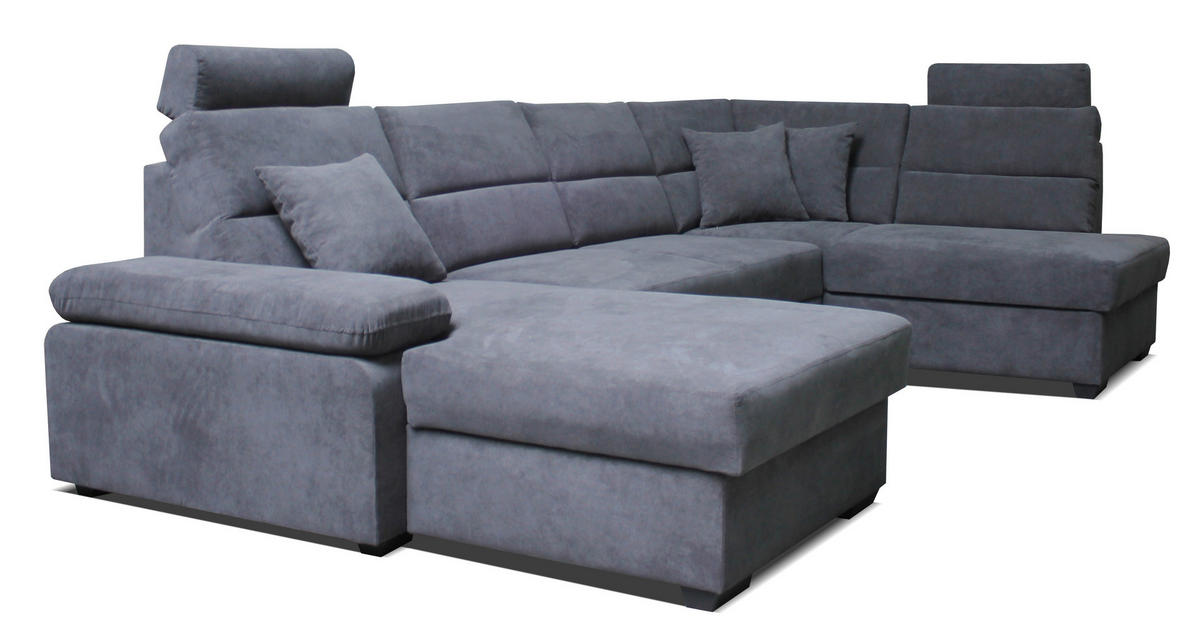 WOHNLANDSCHAFT inkl.Funktionen Anthrazit Flachgewebe  - Anthrazit/Dunkelbraun, KONVENTIONELL, Kunststoff/Textil (166/319/183cm) - Cantus