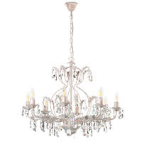KRISTALL-HÄNGELEUCHTE 70/105 cm   - Weiß, KONVENTIONELL, Glas/Metall (70/105cm)
