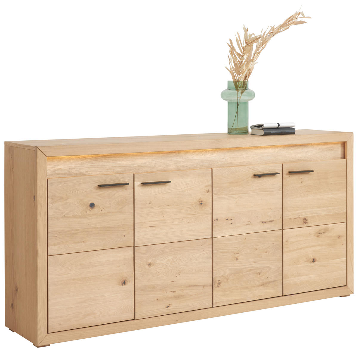 TÁLALÓSZEKRÉNY 188,8/92,8/40 cm  - fekete/tölgyfa, Konventionell, fém/fa (188,8/92,8/40cm) - Linea Natura