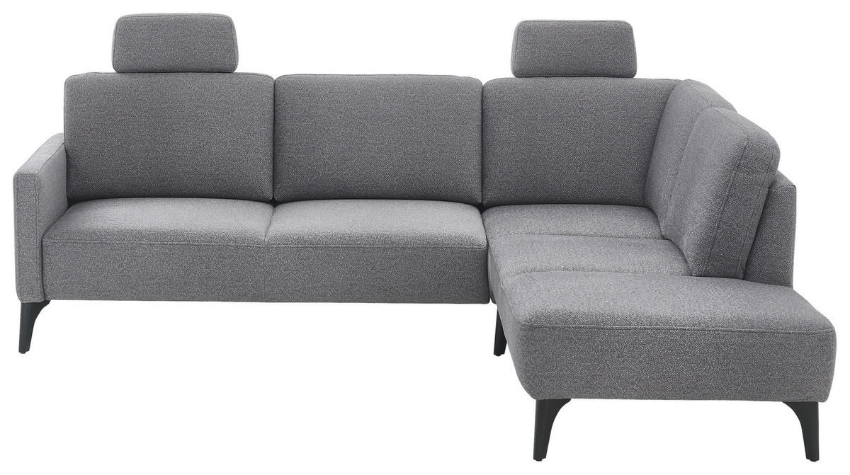 ECKSOFA Mikrofaser Grau  - Schwarz/Grau, Design, Textil/Metall (255/218cm) - Elegando