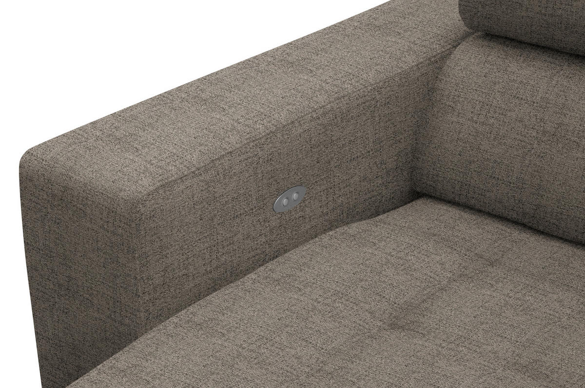ECKSOFA in Chenille Hellbraun  - Chromfarben/Hellbraun, Design, Textil (301/207cm) - Xora