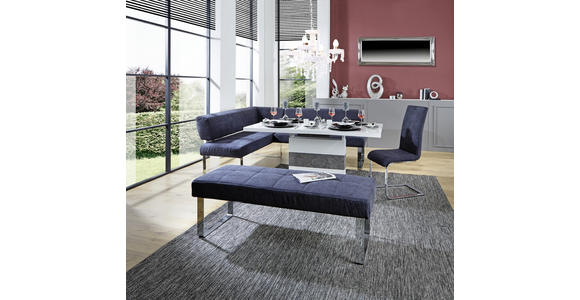 Ausziehbarer Esstisch Ralf II 160cm Betonoptik - Edelstahlfarben/Weiß, MODERN, Glas/Holzwerkstoff (160-200/76/90cm) - Luca Bessoni