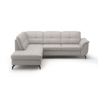 ECKSOFA ZORA E Hellgrau Kombination Echtleder/Stoff Vliesstoff  - Hellgrau/Schwarz, MODERN, Leder/Textil (212/244cm) - Sit & More