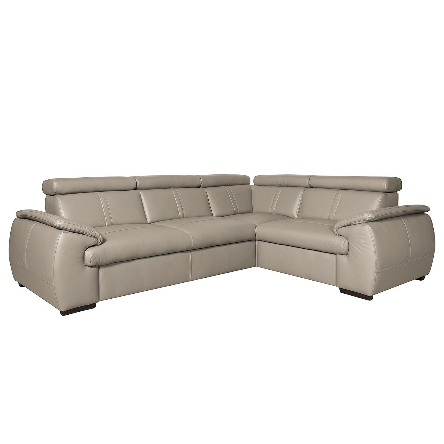 ECKSOFA  in Echtleder Hellgrau  265/193 cm  - Wengefarben/Hellgrau, Design, Leder/Holz (265/193cm) - Livetastic