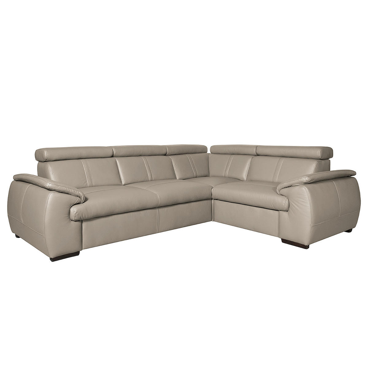 ECKSOFA  in Echtleder Hellgrau  265/193 cm  - Wengefarben/Hellgrau, Design, Leder/Holz (265/193cm) - Livetastic