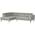 ECKSOFA in Chenille Alabasterfarben  205/280 cm  - Alabasterfarben/Schwarz, Design, Textil/Metall (205/280cm) - Xora