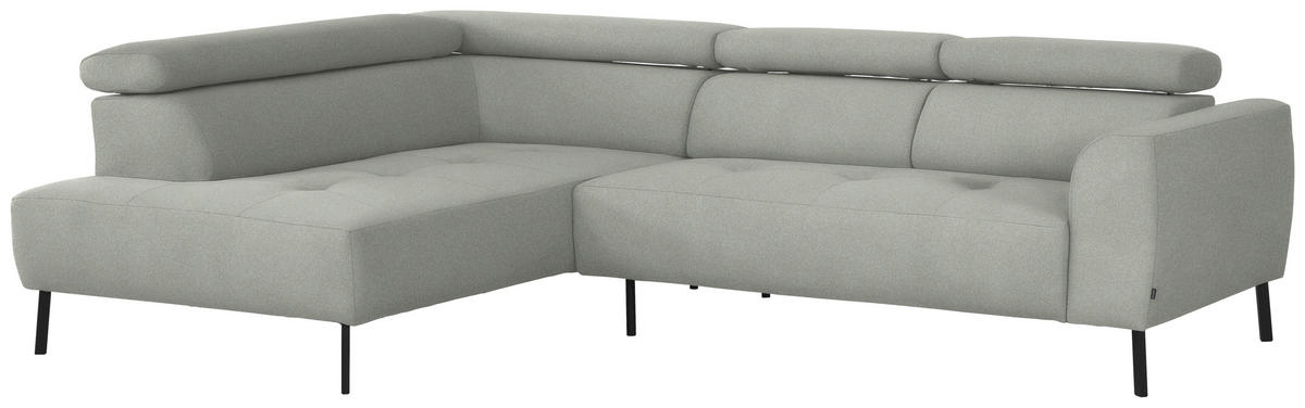 ECKSOFA in Chenille Alabasterfarben  205/280 cm  - Alabasterfarben/Schwarz, Design, Textil/Metall (205/280cm) - Xora