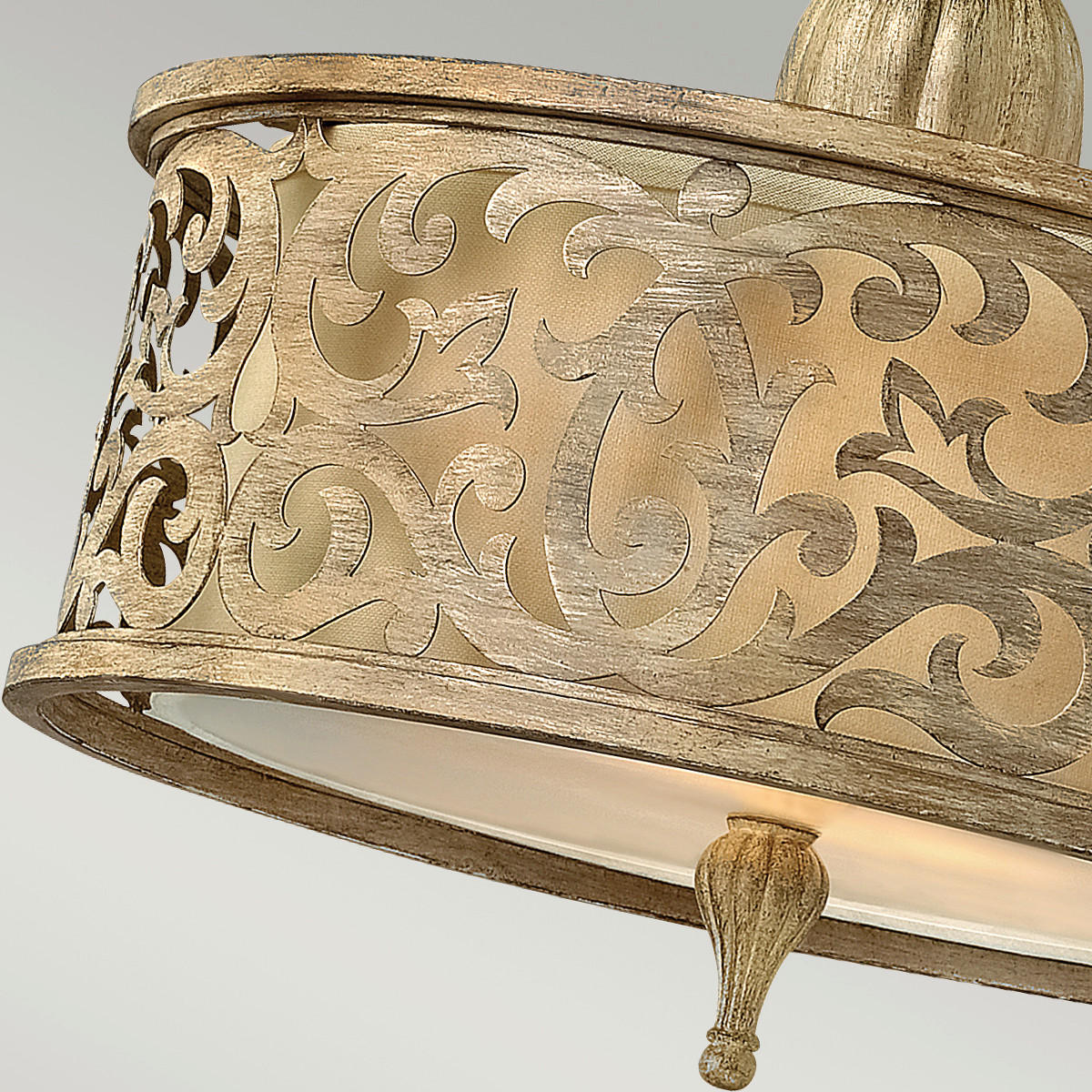 DECKENLEUCHTE  37.5/35.6 cm    - Champagner, Romantik / Landhaus, Glas/Textil (37.5/35.6cm) - Elstead Lighting