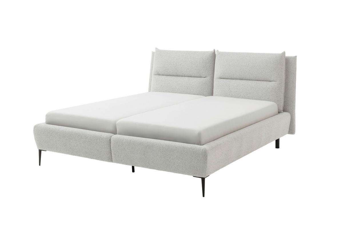 ČALÚNENÁ POSTEĽ, 180/200 cm, svetlosivá - čierna/svetlosivá, Modern, kov/kompozitné drevo (180/200cm) - MID.YOU